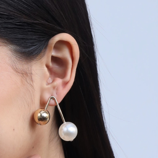 Edgy gold and pearl earrings